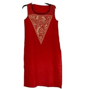 W FOR WOMEN Long Tunic Kurta Top Cotton Orange Color Size 16 P Sleeveless